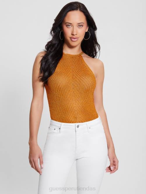 GUESS top sin mangas de lúrex alexie mujer 0P8X946 floración de otoño multi vestir