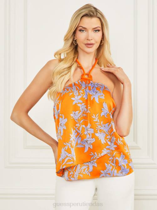 GUESS top sin mangas esquivo mujer 0P8X1251 naranja resplandor solar vestir