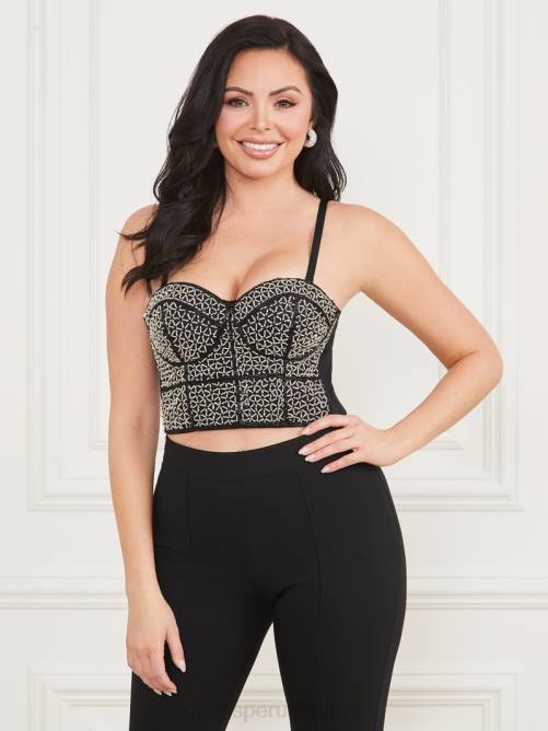 GUESS top zoe mujer 0P8X1015 negro azabache multicolor vestir