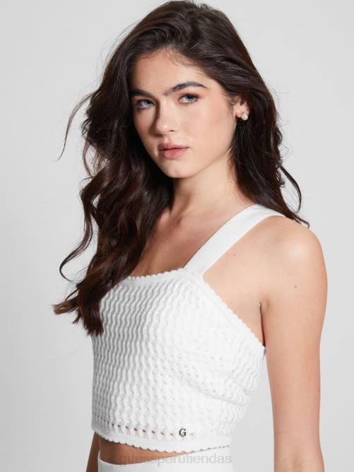 GUESS yasmina top corto con lazo en la espalda mujer 0P8X1300 paloma blanca vestir