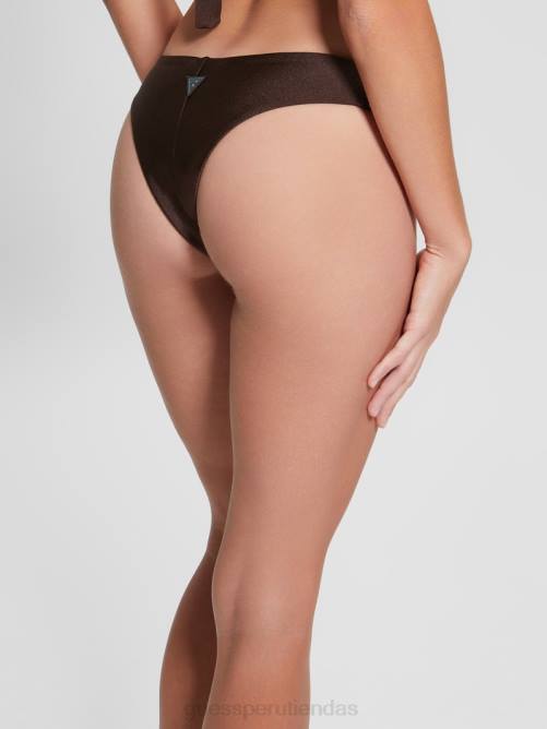 GUESS braguita de bikini brasileña con corte en V y lentejuelas mujer 0P8X2544 castaño oscuro vestir