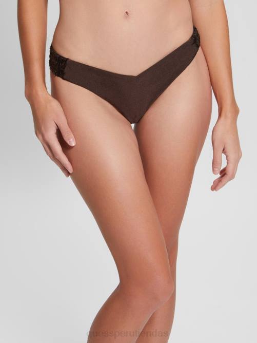 GUESS braguita de bikini brasileña con corte en V y lentejuelas mujer 0P8X2544 castaño oscuro vestir