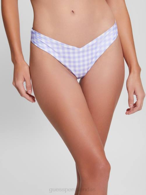 GUESS braguita de bikini brasileña eco con frente en v mujer 0P8X2552 pequeño vich lavanda blanco vestir