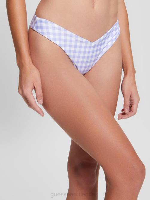 GUESS braguita de bikini brasileña eco con frente en v mujer 0P8X2552 pequeño vich lavanda blanco vestir