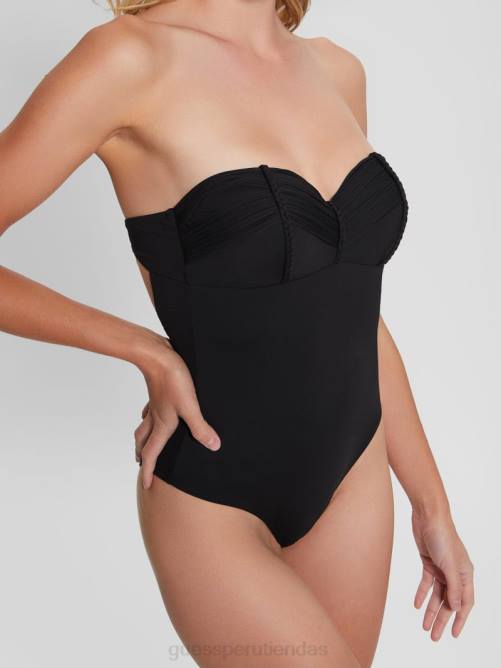 GUESS traje de baño de una pieza con relleno en forma de corazón mujer 0P8X2545 negro vestir