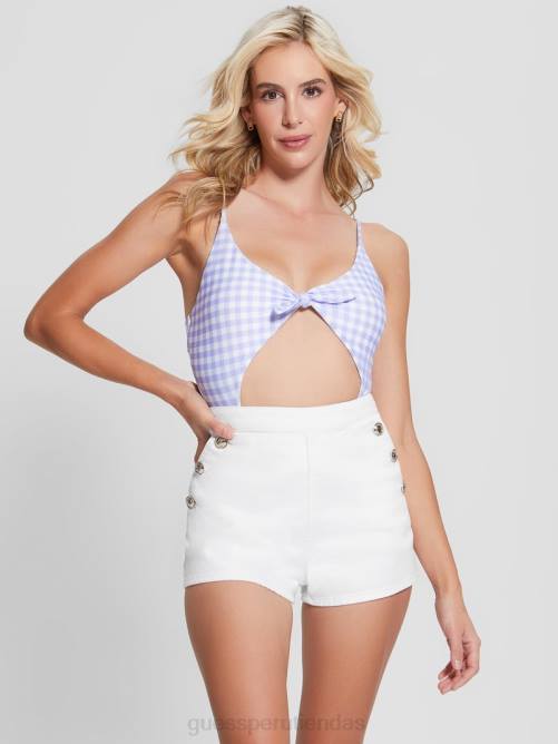 GUESS traje de baño de una pieza de cuadros ecológicos mujer 0P8X2550 pequeño vich lavanda blanco vestir