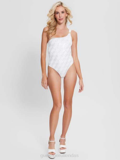 GUESS traje de baño de una pieza quattro g con strass mujer 0P8X2549 blanco puro vestir