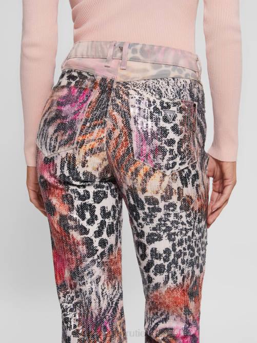 GUESS 1981 jeans rectos con estampado variado mujer 0P8X286 pasión salvaje vestir