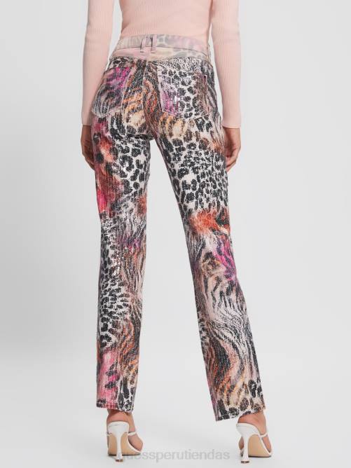 GUESS 1981 jeans rectos con estampado variado mujer 0P8X286 pasión salvaje vestir