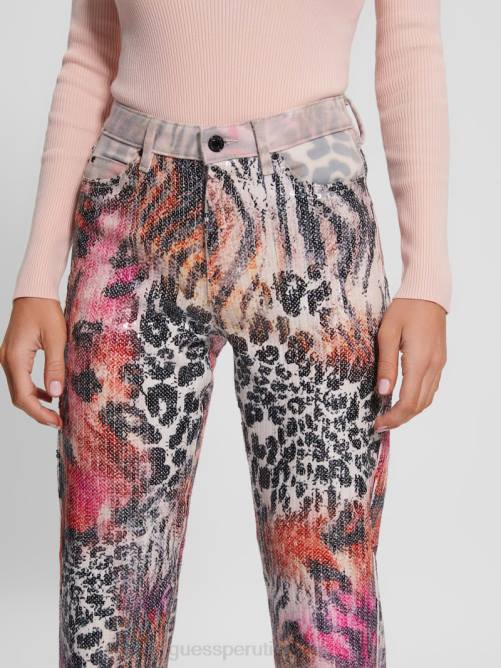 GUESS 1981 jeans rectos con estampado variado mujer 0P8X286 pasión salvaje vestir