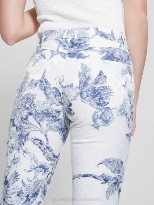 GUESS 1981 pantalones rectos de talle medio con estampado floral mujer 0P8X64 flor de porcelana vestir