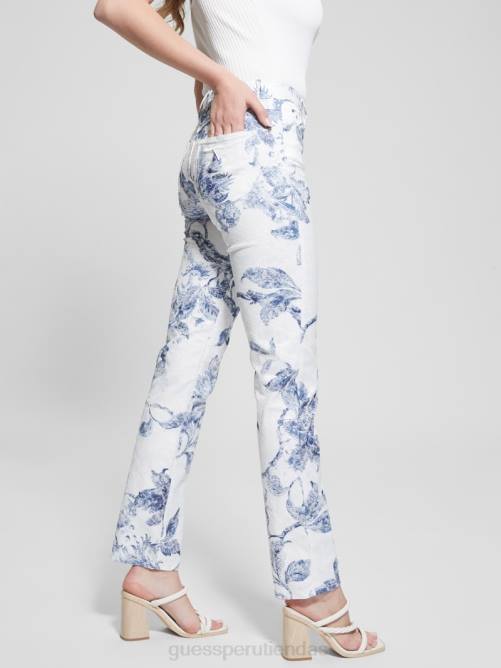 GUESS 1981 pantalones rectos de talle medio con estampado floral mujer 0P8X64 flor de porcelana vestir