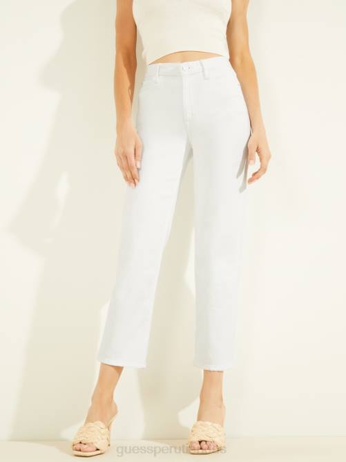 GUESS 1981 vaqueros rectos de talle alto mujer 0P8X191 blanco puro vestir
