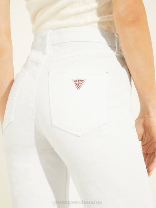 GUESS 1981 vaqueros rectos de talle alto mujer 0P8X191 blanco puro vestir