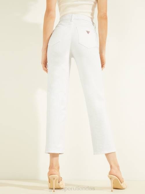 GUESS 1981 vaqueros rectos de talle alto mujer 0P8X191 blanco puro vestir