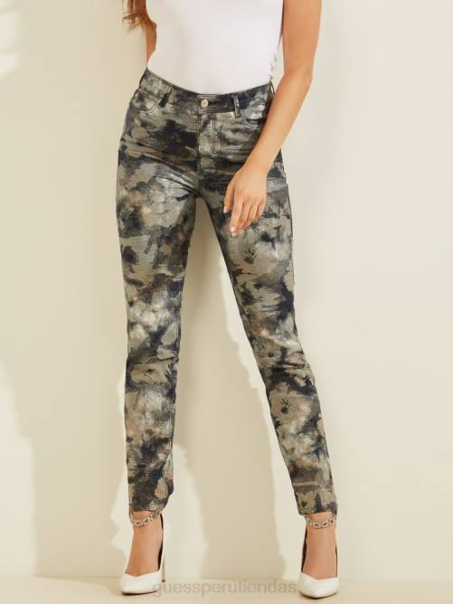 GUESS Vaqueros pitillo con estampado floral metalizado 1981 mujer 0P8X237 heze vestir
