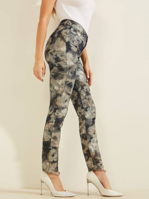GUESS Vaqueros pitillo con estampado floral metalizado 1981 mujer 0P8X237 heze vestir