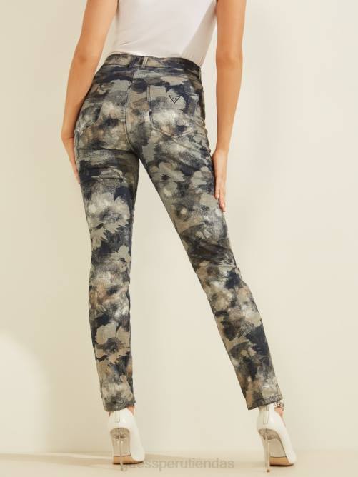 GUESS Vaqueros pitillo con estampado floral metalizado 1981 mujer 0P8X237 heze vestir