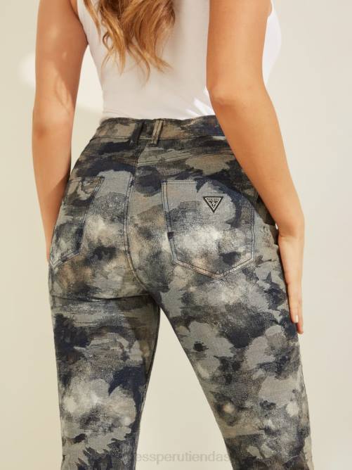 GUESS Vaqueros pitillo con estampado floral metalizado 1981 mujer 0P8X237 heze vestir