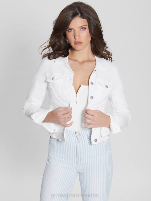 GUESS chaqueta de camionero sexy de mezclilla mujer 0P8X15 Blanco óptico vestir