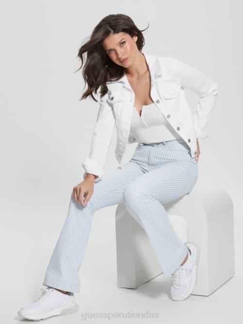 GUESS chaqueta de camionero sexy de mezclilla mujer 0P8X15 Blanco óptico vestir