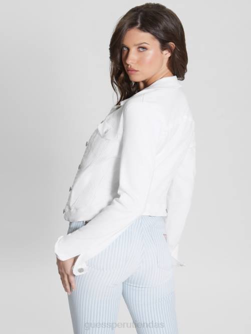 GUESS chaqueta de camionero sexy de mezclilla mujer 0P8X15 Blanco óptico vestir