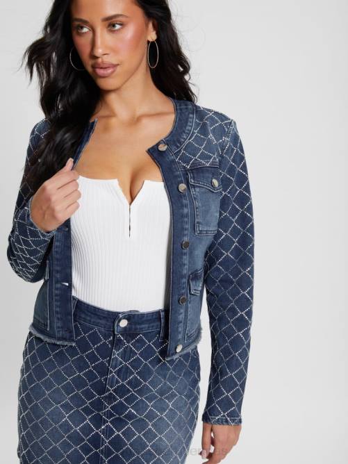GUESS chaqueta vaquera larissa diamante mujer 0P8X29 océano brillante vestir