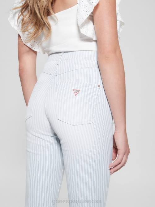 GUESS jeans acampanados a rayas estilo pop '70 mujer 0P8X7 rayas americanas vestir