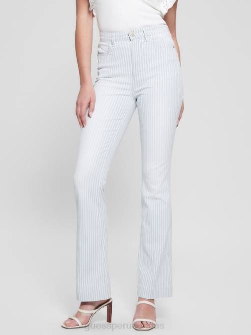 GUESS jeans acampanados a rayas estilo pop '70 mujer 0P8X7 rayas americanas vestir