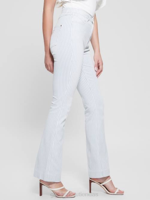 GUESS jeans acampanados a rayas estilo pop '70 mujer 0P8X7 rayas americanas vestir