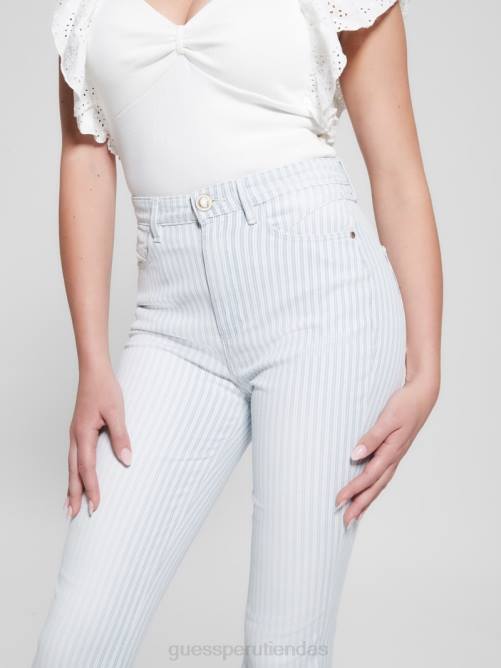 GUESS jeans acampanados a rayas estilo pop '70 mujer 0P8X7 rayas americanas vestir