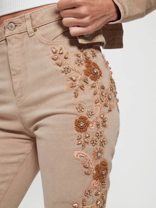 GUESS jeans acampanados con adornos pop de los 70 mujer 0P8X118 ron dorado vestir