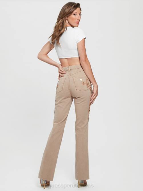 GUESS jeans acampanados con adornos pop de los 70 mujer 0P8X118 ron dorado vestir