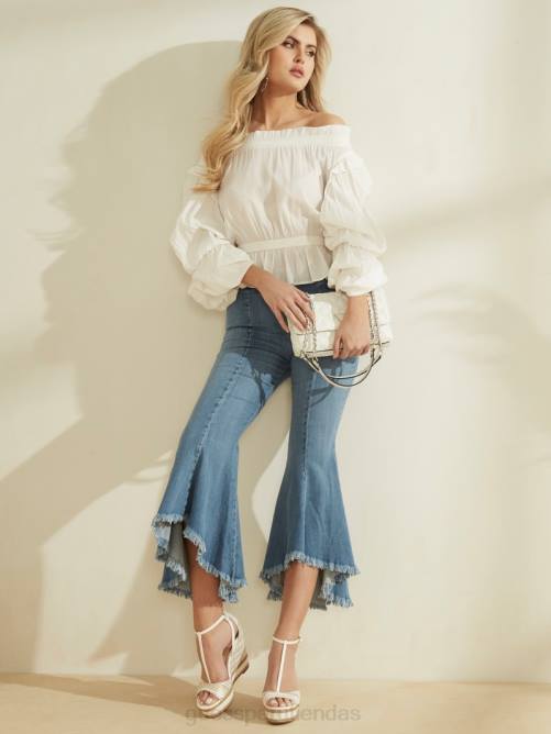 GUESS jeans acampanados de tiro alto sofia 1981 mujer 0P8X2 lavado de sofía vestir