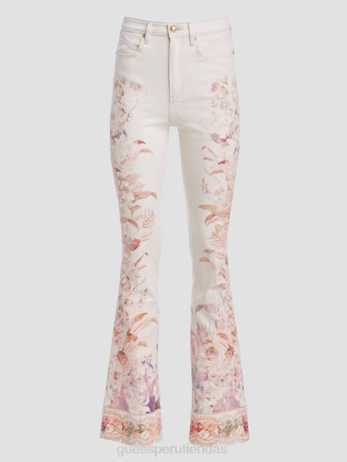 GUESS jeans acampanados eco pop estilo años 70 con estampado floral mujer 0P8X86 armonía vestir