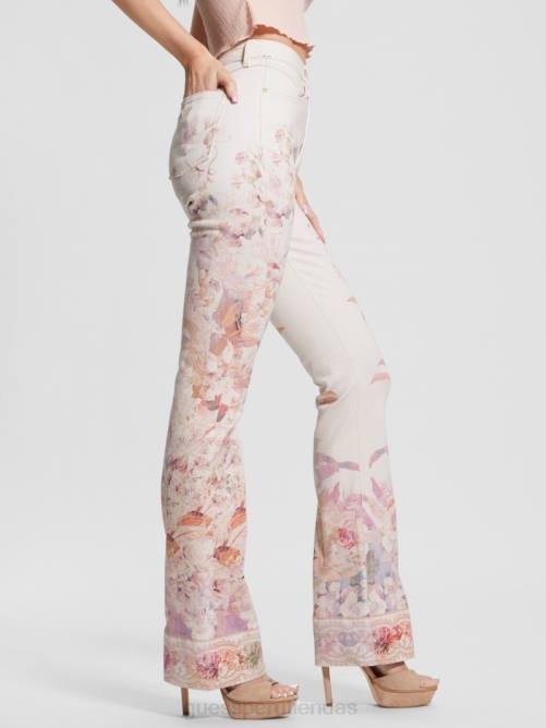 GUESS jeans acampanados eco pop estilo años 70 con estampado floral mujer 0P8X86 armonía vestir