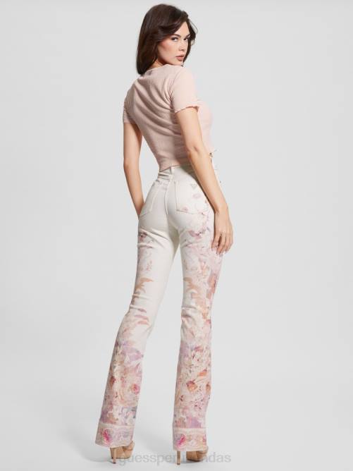 GUESS jeans acampanados eco pop estilo años 70 con estampado floral mujer 0P8X86 armonía vestir