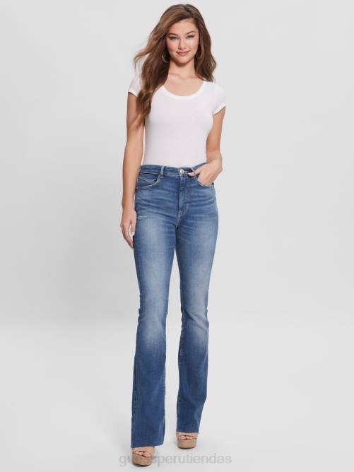GUESS jeans acampanados eco pop estilo años 70 mujer 0P8X44 caliciclo medio vestir