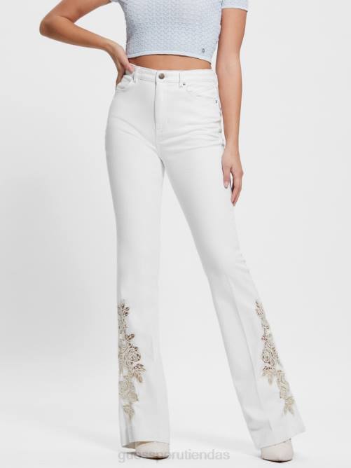 GUESS jeans acampanados pop '70s con aplique floral mujer 0P8X16 apasionados vestir