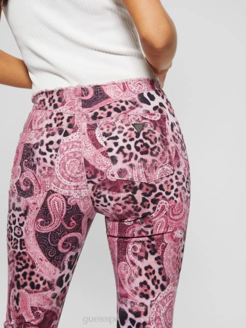 GUESS jeans acampanados pop 90s con cintura deshilachada mujer 0P8X117 lavado de cachemira morado vestir