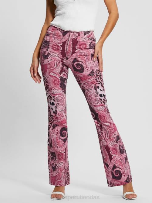 GUESS jeans acampanados pop 90s con cintura deshilachada mujer 0P8X117 lavado de cachemira morado vestir