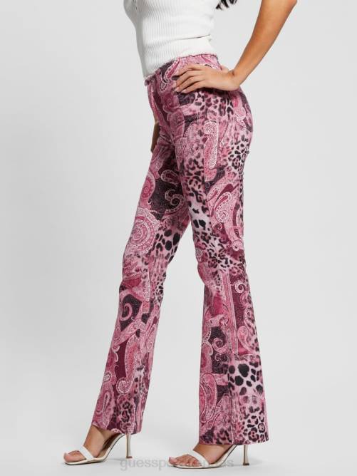 GUESS jeans acampanados pop 90s con cintura deshilachada mujer 0P8X117 lavado de cachemira morado vestir