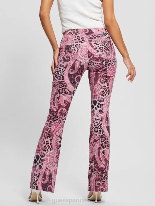 GUESS jeans acampanados pop 90s con cintura deshilachada mujer 0P8X117 lavado de cachemira morado vestir