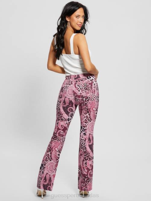 GUESS jeans acampanados pop 90s con cintura deshilachada mujer 0P8X117 lavado de cachemira morado vestir