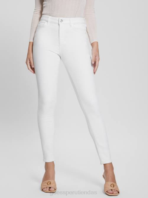 GUESS jeans ajustados alfa de tiro alto mujer 0P8X104 blanco puro vestir