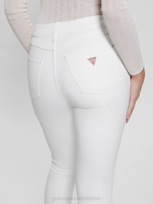 GUESS jeans ajustados alfa de tiro alto mujer 0P8X104 blanco puro vestir