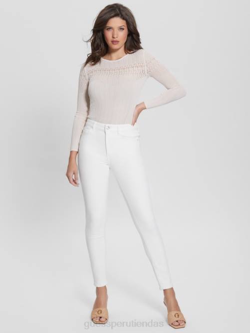 GUESS jeans ajustados alfa de tiro alto mujer 0P8X104 blanco puro vestir