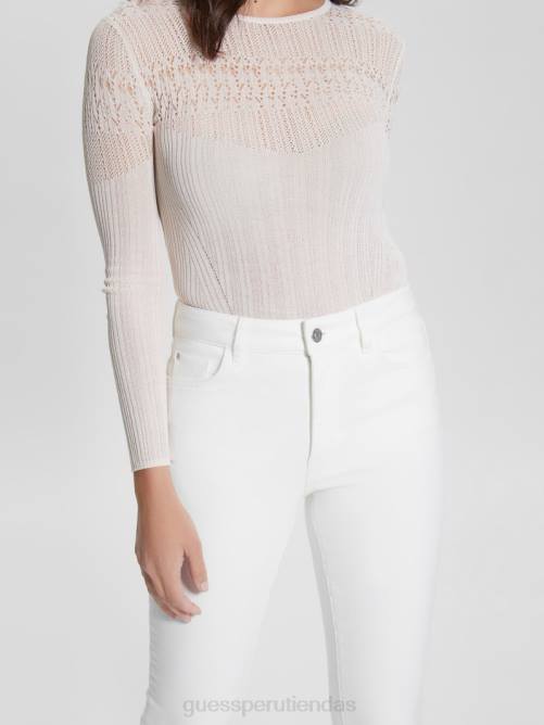 GUESS jeans ajustados alfa de tiro alto mujer 0P8X104 blanco puro vestir