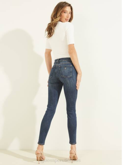 GUESS jeans ajustados alfa de tiro alto mujer 0P8X244 laguna azul vestir