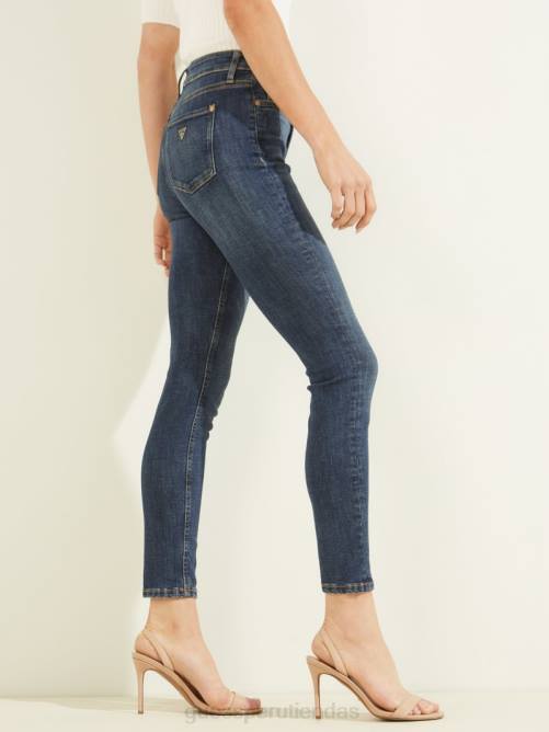 GUESS jeans ajustados alfa de tiro alto mujer 0P8X244 laguna azul vestir